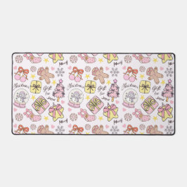 Alfrombrillas De Escritorio Cute Pastel Pink Christmas Ornaments Pattern