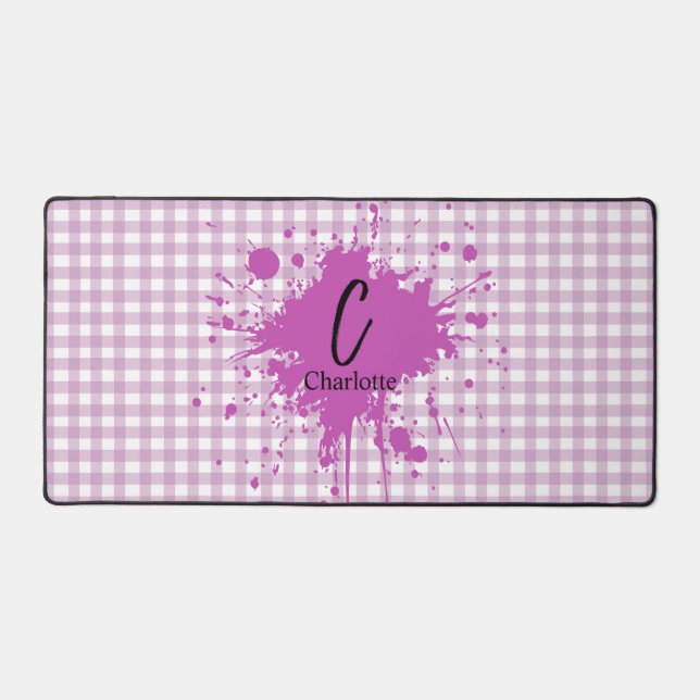 Alfrombrillas De Escritorio Cute Pastel Purple Gingham Pattern Mat (Anverso)