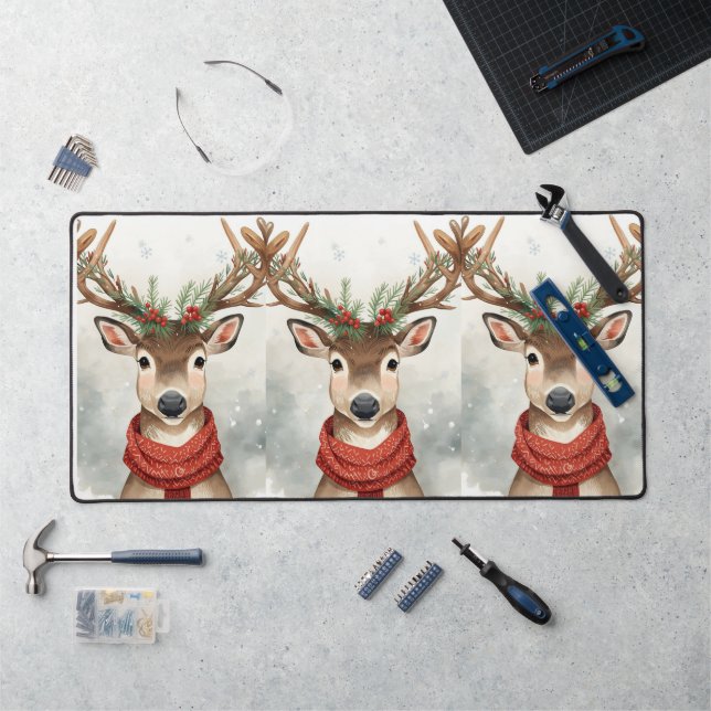 Alfrombrillas De Escritorio Cute Reindeer Christmas Desk Mat (Puesto de trabajo)