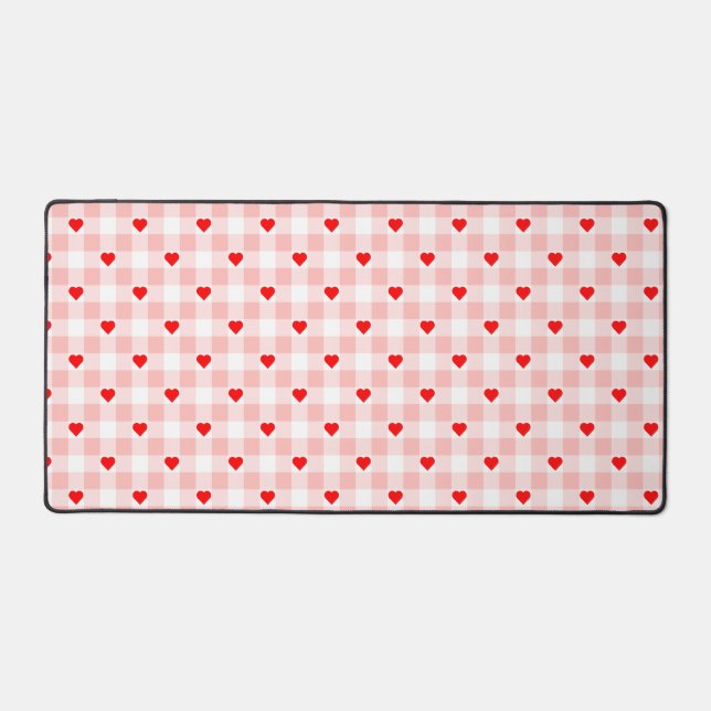 Alfrombrillas De Escritorio Cute Retro Pink Heart Gingham Plaid pattern (Anverso)