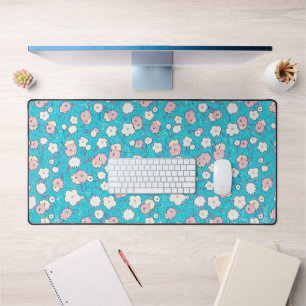 Alfrombrillas De Escritorio Cute Retro Pop Art Pink and Aqua FlowDesk Mat