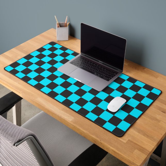 Alfrombrillas De Escritorio Cyan and charcoal checkerboard pattern (Oficina 2)