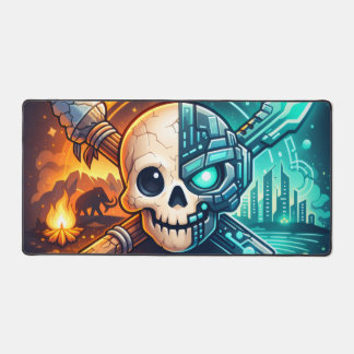 Alfrombrillas De Escritorio Cyberpunk Fire & Ice Skull Gaming Mouse Pad 