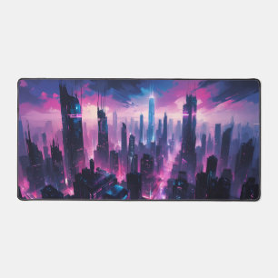 Alfrombrillas De Escritorio Cyberpunk Glow Cityscape - Línea Neon Futurista