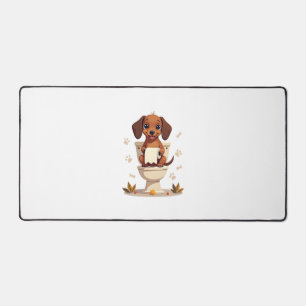 Alfrombrillas De Escritorio Dachshund antiguo lindo en el baño de dibujos anim