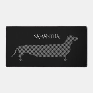 Alfrombrillas De Escritorio Dachshund de cuadros en negro personalizado