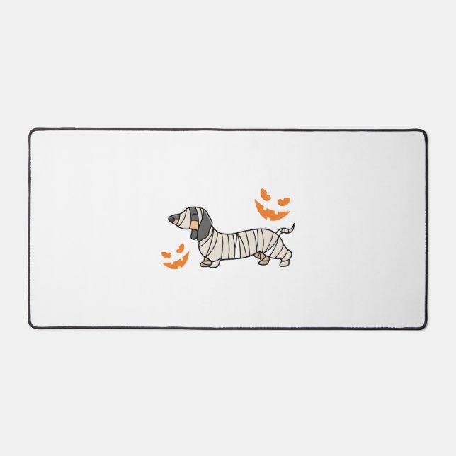 Alfrombrillas De Escritorio Dachshund Perro Halloween Candy Corn Luna llena (Anverso)