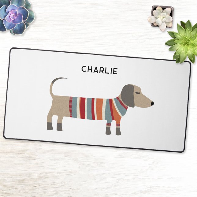 Alfrombrillas De Escritorio Dachshund Wiener Sausage Dog Personalizado (Fun personalized name Dachshund Wiener Sausage dog desk mat)