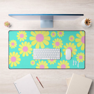 Alfrombrillas De Escritorio Daisy Yellow Aqua Desk Mat