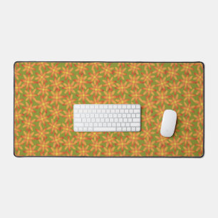 Alfrombrillas De Escritorio Dalia floral retro Sunburst en oliva dorada