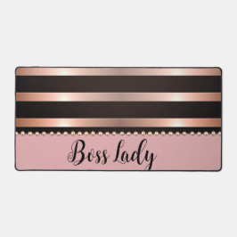 Alfrombrillas De Escritorio Dama de jefe rayado rosado brillante