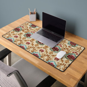 Alfrombrillas De Escritorio Damasco Floral Vintage en Turquesa y Burdeos
