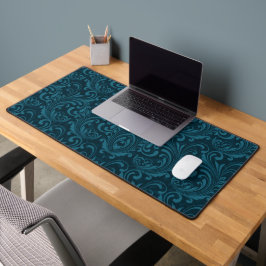 Alfrombrillas De Escritorio Dark teal floral damask pattern