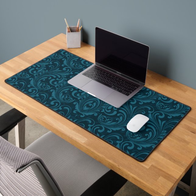 Alfrombrillas De Escritorio Dark teal floral damask pattern (Oficina 2)
