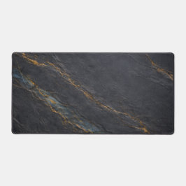 Alfrombrillas De Escritorio Deep Charcoal Slate and Gold Vein Desk Mat