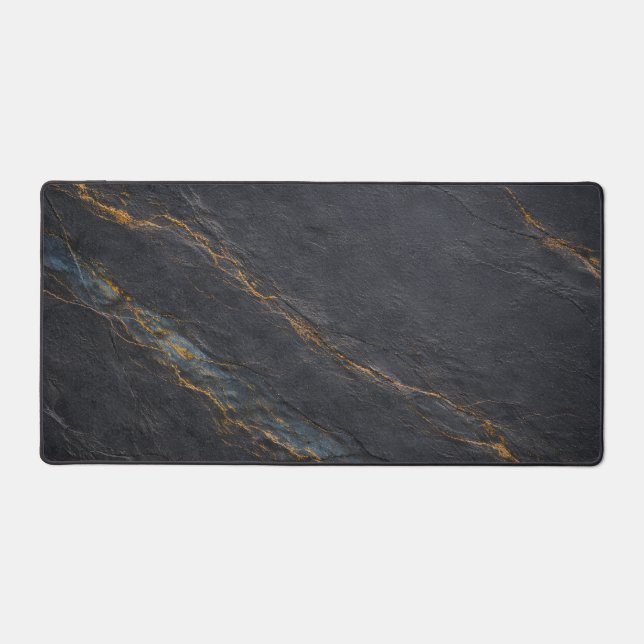 Alfrombrillas De Escritorio Deep Charcoal Slate and Gold Vein Desk Mat (Anverso)