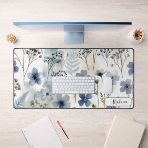 Alfrombrillas De Escritorio Delicado Botánico Azul Orgánico Personalizado