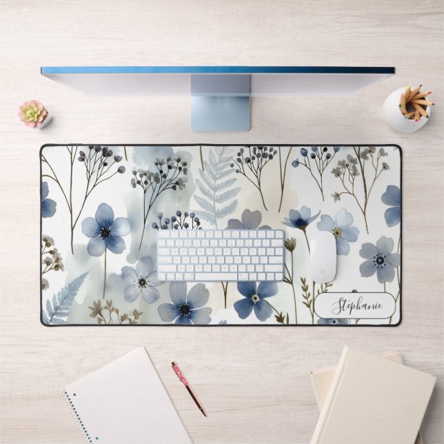 Alfrombrillas De Escritorio Delicate Blue Botanical Organic Custom (Oficina 1)