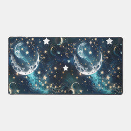 Alfrombrillas De Escritorio Desk Mat – Luxury Icy Blue Celestial Moon Phases