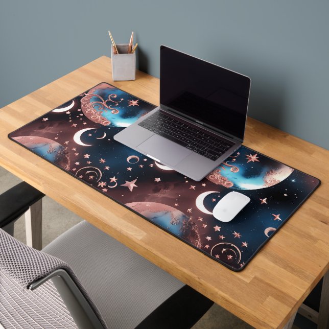 Alfrombrillas De Escritorio Desk Mat - Rose Gold Celestial Moon (Oficina 2)