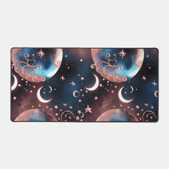 Alfrombrillas De Escritorio Desk Mat - Rose Gold Celestial Moon (Anverso)