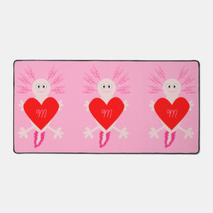 Alfrombrillas De Escritorio Día de San Valentín Amor Corazón Axolotl Monograma