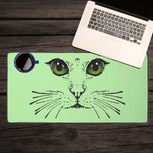 Alfrombrillas De Escritorio Dibujar el gato negro frente a los ojos verdes int
