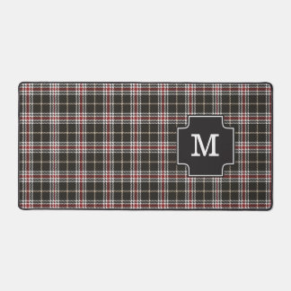 Alfrombrillas De Escritorio Diseñador Tartán Plantado Monograma Blanco Rojo Ne