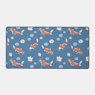 Alfrombrillas De Escritorio Diseño azul japonés de pescado Koi y Lotus Pond