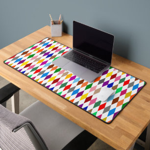 Alfrombrillas De Escritorio Diseño de Diamantes Arlequín Coloridos Blanco