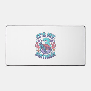 Alfrombrillas De Escritorio Diseño de grabado vintage de tortuga para 3er cump