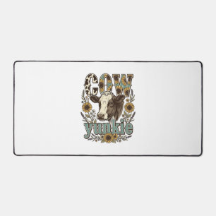 Alfrombrillas De Escritorio Diseño de granja de girasoles de vaca vintage Yunk