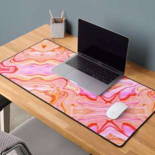 Alfrombrillas De Escritorio Diseño de mármol juguetón de color rosa de boho vi