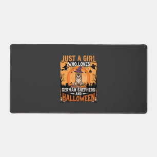 Alfrombrillas De Escritorio Diseño de niña de Halloween con pastor alemán bruj