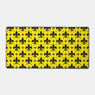 Alfrombrillas De Escritorio Diseño del patrón de flor de lis de fondo amarillo