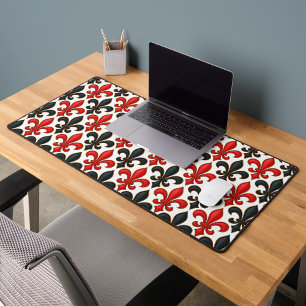 Alfrombrillas De Escritorio Diseño del patrón rojo negro barroco Fleur-de-lis