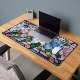 Alfrombrillas De Escritorio Diseño floral de lirio de vidrio emplomado elegant