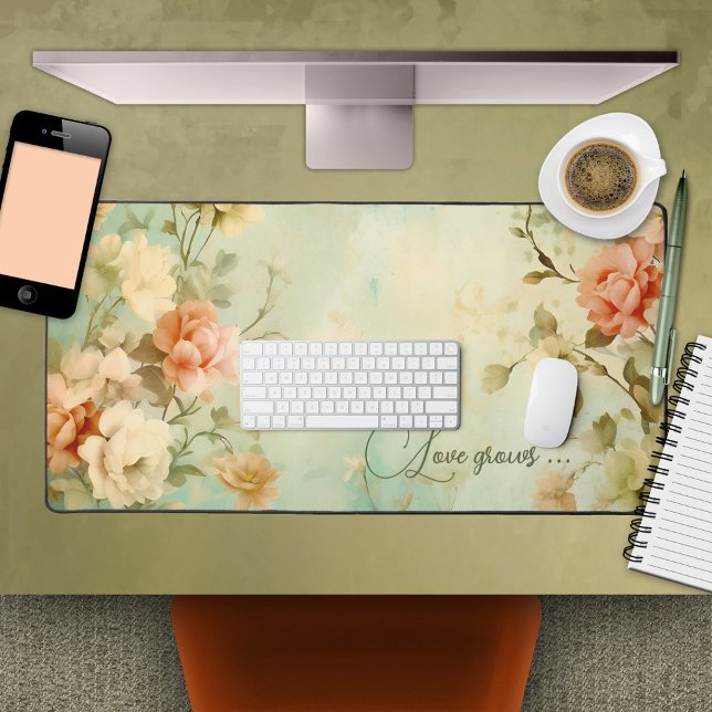 Alfrombrillas De Escritorio Diseño floral de Rosas Bellas Artes (An artistic design desk mat featuring painted roses)