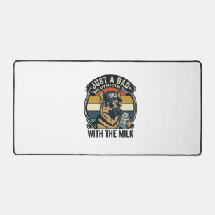 Alfrombrillas De Escritorio Diseño Retro de Camiseta de Leche de Pastor Alemán