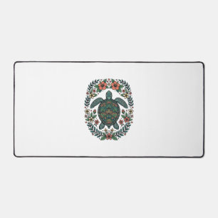 Alfrombrillas De Escritorio Diseño vectorial floral de tortuga marina vintage_