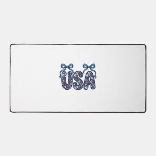 Alfrombrillas De Escritorio Diseño vectorial patriótico de lazo floral USA_1