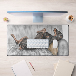 Alfrombrillas De Escritorio Doberman gracioso en Sofa