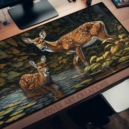 Alfrombrillas De Escritorio Dos Venados Whitetail Se Enfriaron En El Brook