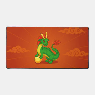 Alfrombrillas De Escritorio Dragón Chino Verde sobre Rojo