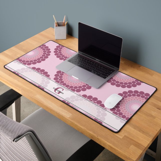 Alfrombrillas De Escritorio Dusky Rosa radiante personalizado Polka Dot Mandal (Oficina 2)