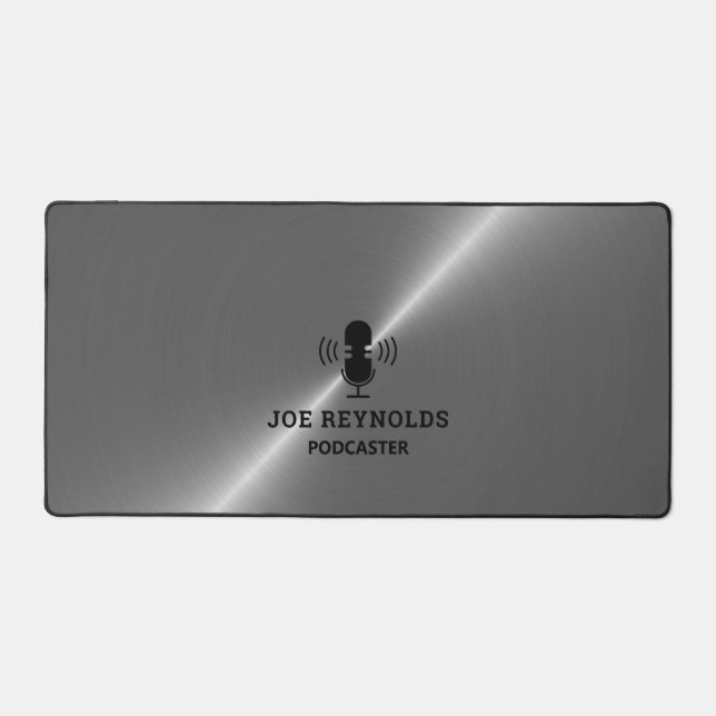 Alfrombrillas De Escritorio Efecto Metalizado plateado, Podcaster, Podcast (Anverso)