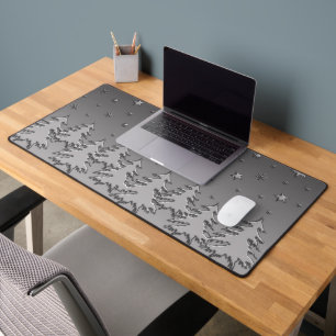 Alfrombrillas De Escritorio El brillante árbol de Navidad plateado y las estre