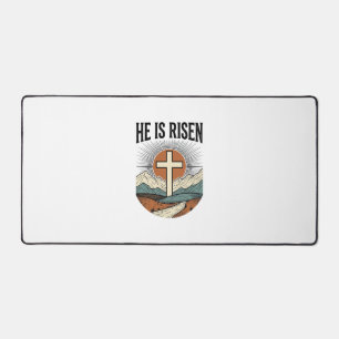 Alfrombrillas De Escritorio Él ha resucitado Cruz Amanecer Cristiano Camiseta 