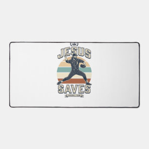 Alfrombrillas De Escritorio El Jesús Salva Diseño de Vector Cristiano Vintage