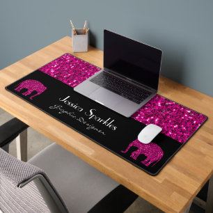 Alfrombrillas De Escritorio Elefante rosa caliente brillante con nombre person